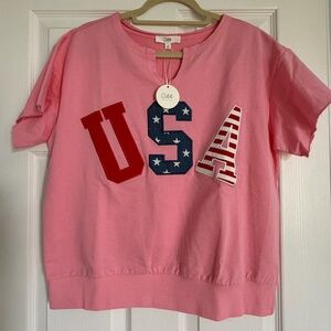 Oddi Pink 'USA' Graphic Womens Sweatshirt